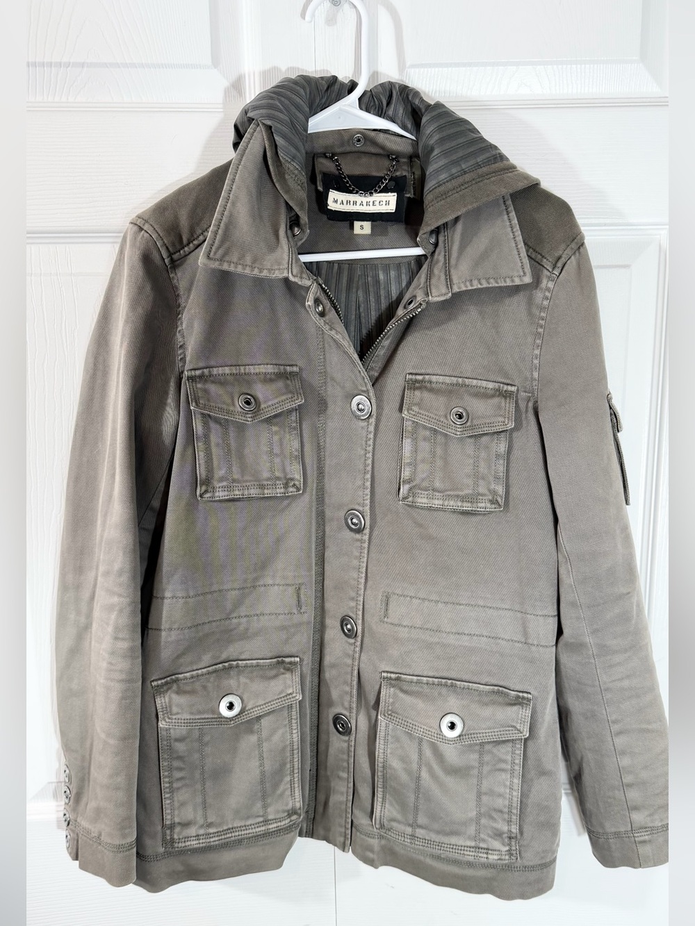 Marrakech Military Utility Field Jacket Cotton Brown Womens Small unique buttons